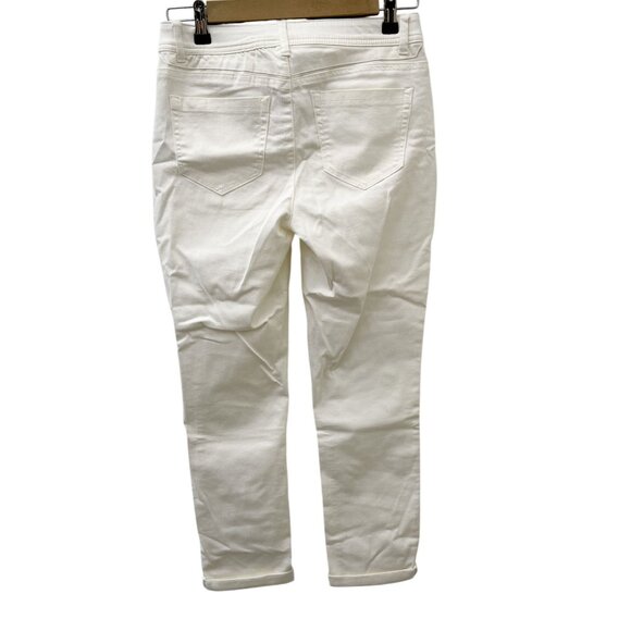 Democracy Ab Solution Stretch Side Zip Boyfriend Jeans White 8.5" Rise Womens‎ 2 - Picture 2 of 12